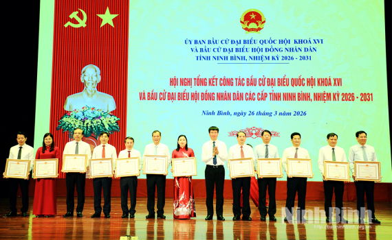 Ninh B&igrave;nh tổng kết c&ocirc;ng t&aacute;c bầu cử đại biểu Quốc hội kh&oacute;a XVI v&agrave; bầu cử đại biểu HĐND c&aacute;c cấp nhiệm kỳ 2026-2031