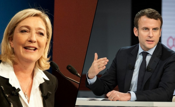 Tổng thống đương nhiệm Emmanuel Macron dẫn đầu v&ograve;ng một