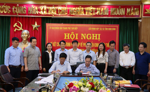 K&yacute; kết chương tr&igrave;nh phối hợp ph&aacute;t triển kinh tế tập thể, HTX giai đoạn 2023-2025 tại Tam Điệp