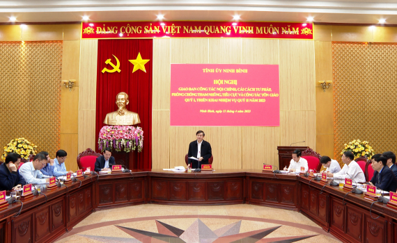 Giao ban c&ocirc;ng t&aacute;c nội ch&iacute;nh, cải c&aacute;ch tư ph&aacute;p, ph&ograve;ng chống tham nhũng, ti&ecirc;u cực v&agrave; c&ocirc;ng t&aacute;c t&ocirc;n gi&aacute;o qu&yacute; I/2023