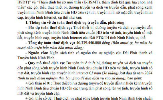 Đ&agrave;i PT&TH Ninh B&igrave;nh mời qu&yacute; c&ocirc;ng ty, doanh nghiệp tham gia 02 g&oacute;i thầu tư vấn