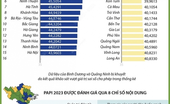 Tỉnh Ninh B&igrave;nh lọt Top 15 tỉnh dẫn đầu về chỉ số PAPI