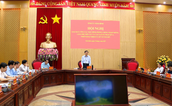 Hội nghị giao ban c&ocirc;ng t&aacute;c nội ch&iacute;nh, ph&ograve;ng chống tham nhũng, l&atilde;ng ph&iacute;, ti&ecirc;u cực v&agrave; cải c&aacute;ch tư ph&aacute;p