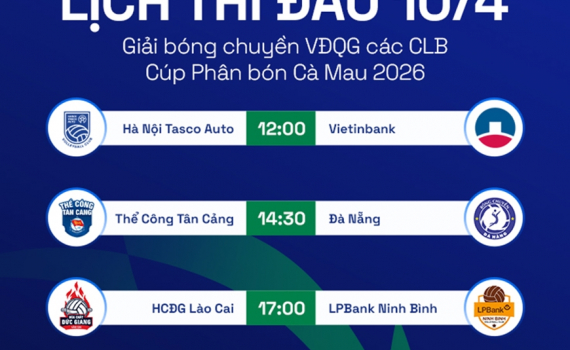 Lịch thi đấu b&oacute;ng chuyền quốc gia h&ocirc;m nay (10-4)