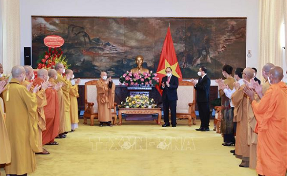 Chủ tịch Nước Nguyễn Xu&acirc;n Ph&uacute;c tiếp Đo&agrave;n L&atilde;nh đạo Gi&aacute;o hội Phật gi&aacute;o Việt Nam 