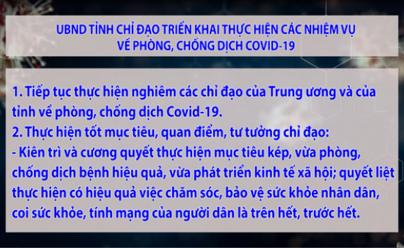 UBND tỉnh chỉ đạo triển khai thực hiện c&aacute;c nhiệm vụ về ph&ograve;ng, chống dịch Covid-19