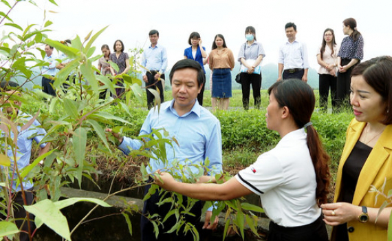 Đồng ch&iacute; Chủ tịch UBND tỉnh tham quan một số m&ocirc; h&igrave;nh của hội vi&ecirc;n phụ nữ