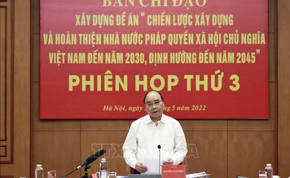 Chủ tịch nước Nguyễn Xu&acirc;n Ph&uacute;c chủ tr&igrave; phi&ecirc;n họp thứ 3 Ban Chỉ đạo x&acirc;y dựng Đề &aacute;n về Nh&agrave; nước ph&aacute;p quyền