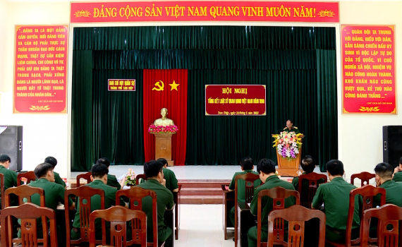 Ban Chỉ huy Qu&acirc;n sự th&agrave;nh phố Tam Điệp, huyện Y&ecirc;n M&ocirc; tổng kết thực hiện Luật Sĩ quan
