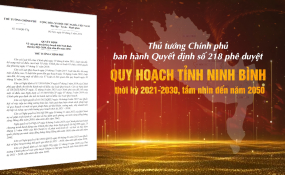 Lễ c&ocirc;ng bố Quy hoạch tỉnh Ninh B&igrave;nh thời kỳ 2021-2030, tầm nh&igrave;n đến năm 2050 sẽ diễn ra l&uacute;c 8 giờ ng&agrave;y 28/5 tại Nh&agrave; h&aacute;t tỉnh