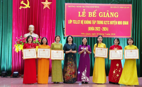 Nho Quan bế giảng lớp Trung cấp L&yacute; luận Ch&iacute;nh trị hệ kh&ocirc;ng tập trung