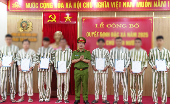 Trại tạm giam C&ocirc;ng an tỉnh c&ocirc;ng bố Quyết định đặc x&aacute; của Chủ tịch nước cho 23 phạm nh&acirc;n