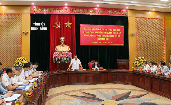 Đo&agrave;n kiểm tra của Ban chỉ đạo Trung ương về ph&ograve;ng, chống tham nhũng, ti&ecirc;u cực l&agrave;m việc tại Ninh B&igrave;nh