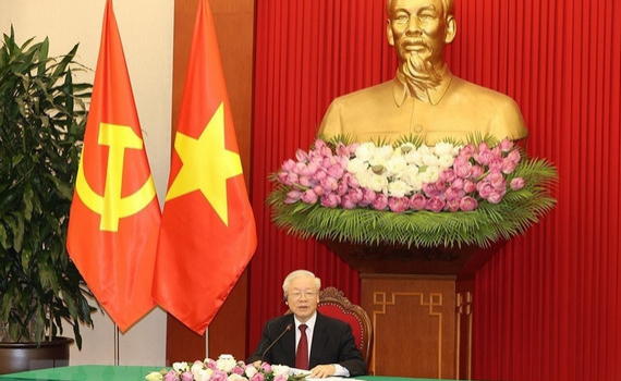 Tổng B&iacute; thư Nguyễn Ph&uacute; Trọng hội đ&agrave;m trực tuyến với Chủ tịch Đảng Mặt trận giải ph&oacute;ng Mozambique