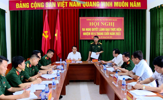 Đảng ủy Qu&acirc;n sự huyện Nho Quan ra Nghị quyết l&atilde;nh đạo thực hiện nhiệm vụ 6 th&aacute;ng cuối năm