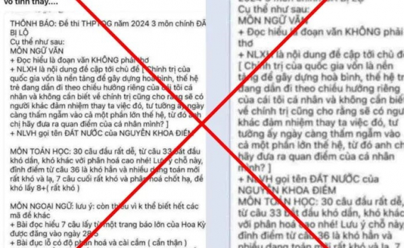 X&aacute;c minh đối tượng đăng th&ocirc;ng tin sai sự thật về lộ đề thi tốt nghiệp Trung học Phổ th&ocirc;ng 2024