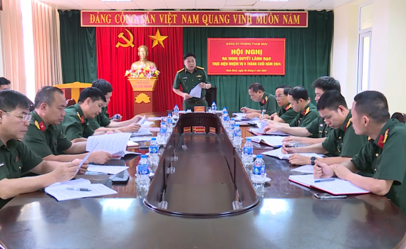 Đảng ủy c&aacute;c ph&ograve;ng thuộc Bộ CHQS tỉnh ra Nghị quyết l&atilde;nh đạo thực hiện nhiệm vụ 6 th&aacute;ng cuối năm 2024