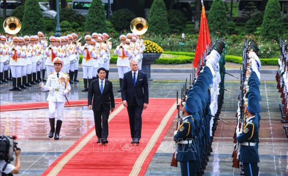 Chủ tịch nước Lương Cường chủ tr&igrave; lễ đ&oacute;n Tổng thống Lithuania thăm ch&iacute;nh thức Việt Nam