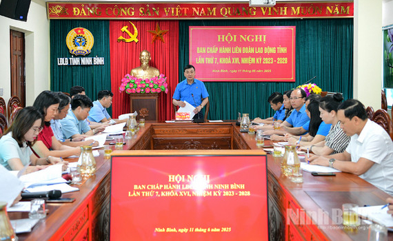 Hội nghị Ban Chấp h&agrave;nh Li&ecirc;n đo&agrave;n Lao động tỉnh lần thứ 7, kh&oacute;a XVI