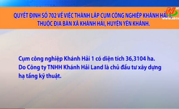 Th&agrave;nh lập Cụm c&ocirc;ng nghiệp Kh&aacute;nh Hải 1 với diện t&iacute;ch tr&ecirc;n 36,3 ha