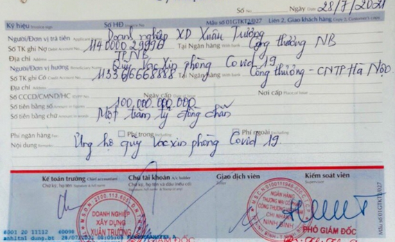 Th&ecirc;m 1 doanh nghiệp ủng hộ 100 tỷ đồng cho Quỹ vắc-xin ph&ograve;ng, chống COVID-19