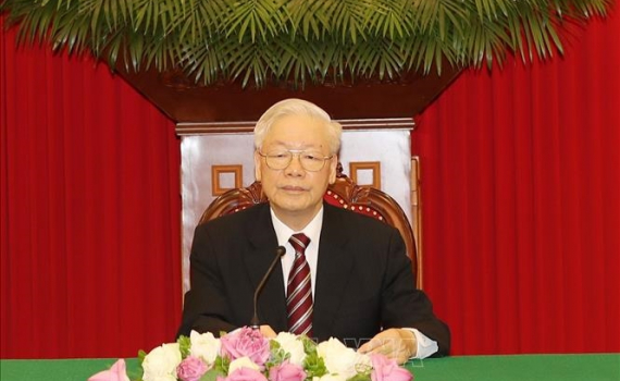 Tổng B&iacute; thư Nguyễn Ph&uacute; Trọng điện đ&agrave;m với Tổng thống H&agrave;n Quốc Mun Ch&ecirc; In