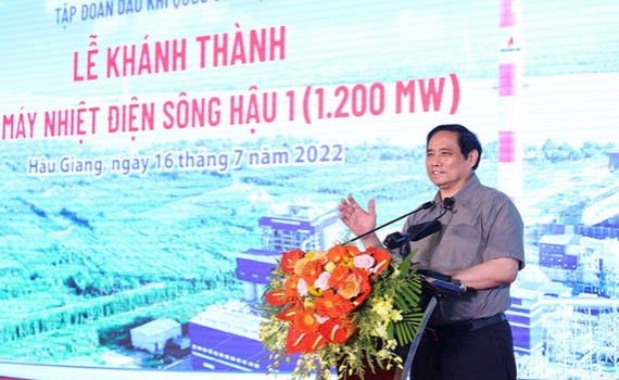Thủ tướng Ch&iacute;nh phủ Phạm Minh Ch&iacute;nh dự Lễ kh&aacute;nh th&agrave;nh Nh&agrave; m&aacute;y nhiệt điện S&ocirc;ng Hậu 1