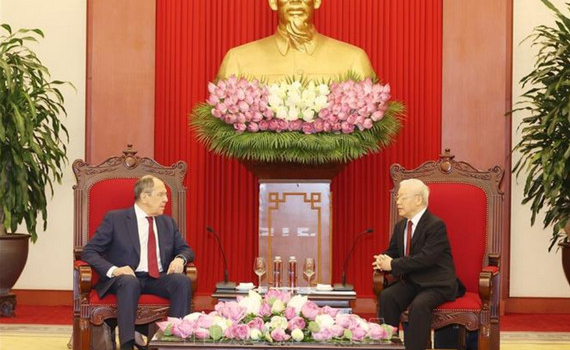 Tổng B&iacute; thư Nguyễn Ph&uacute; Trọng tiếp Bộ trưởng Ngoại giao Li&ecirc;n bang Nga