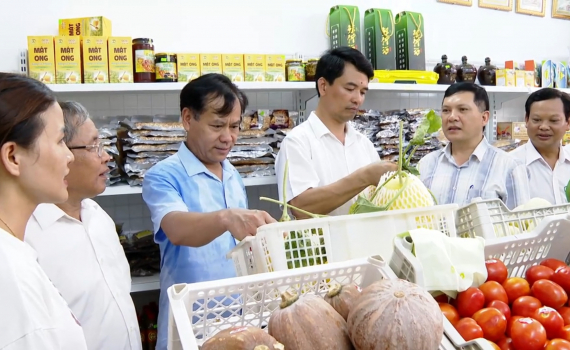Khai trương v&agrave; gắn biển cửa h&agrave;ng N&ocirc;ng sản an to&agrave;n tại thị trấn Y&ecirc;n Thịnh