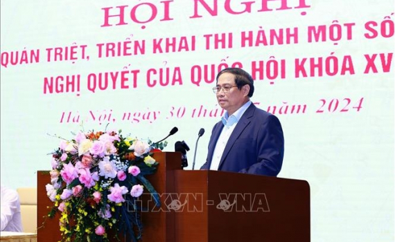 Thủ tướng Phạm Minh Ch&iacute;nh chủ tr&igrave; Hội nghị trực tuyến to&agrave;n quốc triển khai thực thi c&aacute;c Luật, Nghị quyết của Quốc hội