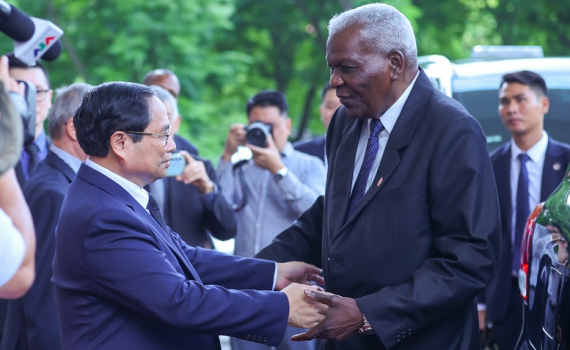 Thủ tướng Phạm Minh Ch&iacute;nh tiếp Chủ tịch Quốc hội Cuba sang dự lễ tang Tổng B&iacute; thư Nguyễn Ph&uacute; Trọng