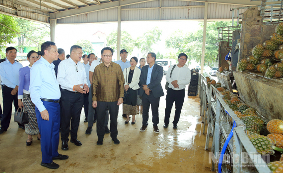 Bộ trưởng Bộ N&ocirc;ng nghiệp v&agrave; M&ocirc;i trường L&agrave;o thăm, l&agrave;m việc với C&ocirc;ng ty Cổ phần Thực phẩm xuất khẩu Đồng Giao