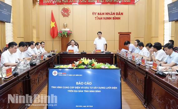UBND tỉnh l&agrave;m việc với Tổng C&ocirc;ng ty Điện lực miền Bắc về quy hoạch điện, nguồn điện, lưới điện v&agrave; hạ tầng năng lượng