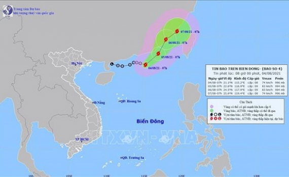 &Aacute;p thấp nhiệt đới đ&atilde; th&agrave;nh b&atilde;o số 4 