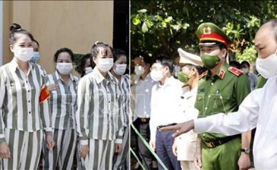 Chủ tịch nước Nguyễn Xu&acirc;n Ph&uacute;c kiểm tra c&ocirc;ng t&aacute;c đặc x&aacute; tại Trại giam Ngọc L&yacute;