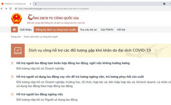 ​Cung cấp 8 dịch vụ c&ocirc;ng hỗ trợ người d&acirc;n, doanh nghiệp gặp kh&oacute; khăn do Covid-19 