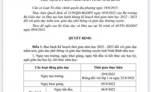 Học sinh Ninh B&igrave;nh tựu trường ng&agrave;y 29/8