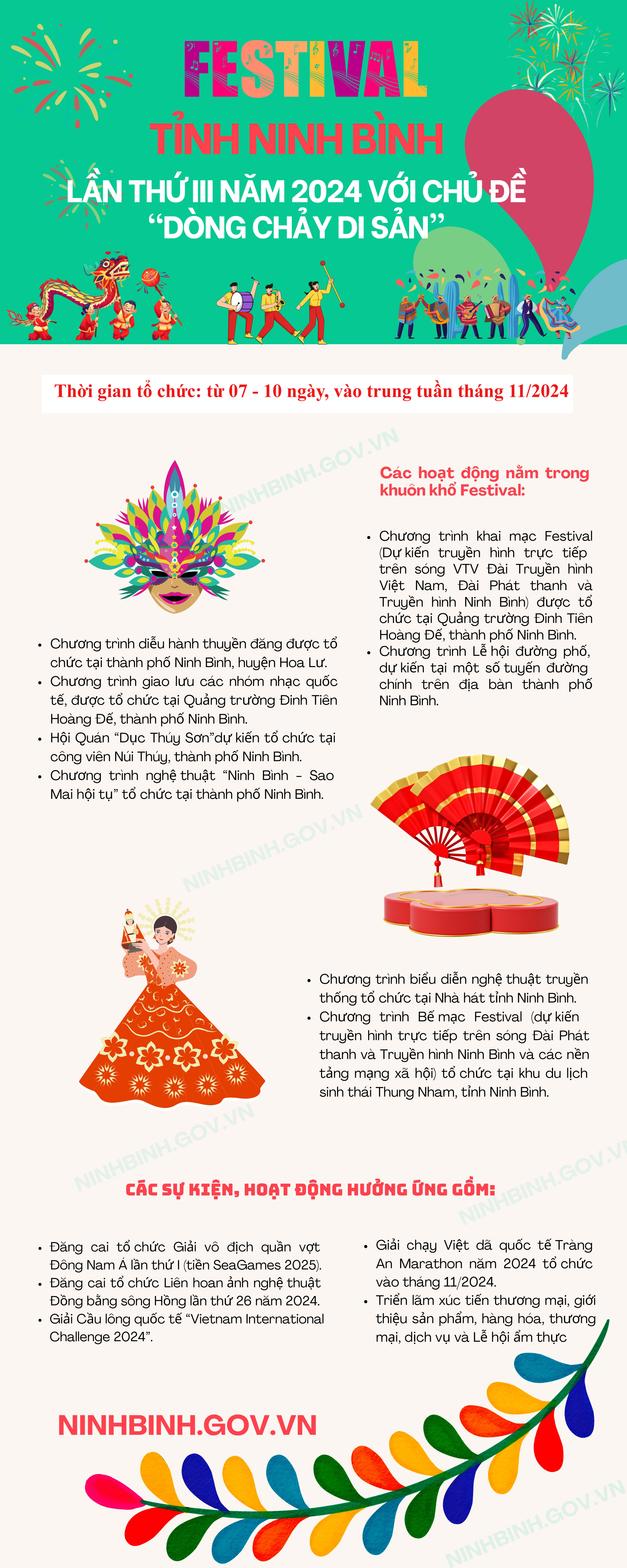 Ninh Bình: tổ chức Festival lần thứ III năm 2024 với chủ đề “Dòng chảy Di sản”