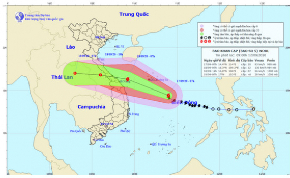 B&atilde;o số 5 c&aacute;ch quần đảo Ho&agrave;ng Sa 340km, giật cấp 12 v&agrave; c&oacute; khả năng mạnh th&ecirc;m