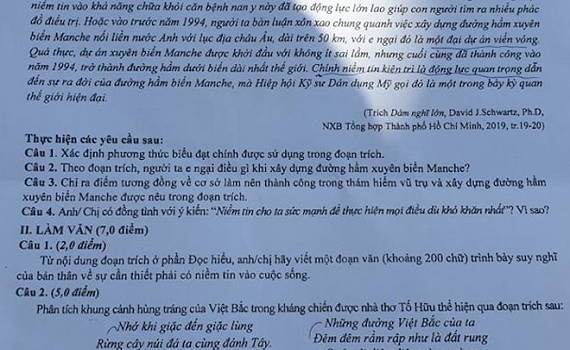 Đề thi Ngữ văn tốt nghiệp THPT đợt 2 thiếu sự mới mẻ