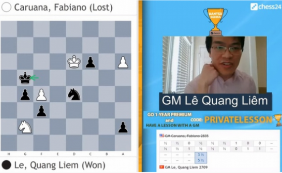 L&ecirc; Quang Li&ecirc;m đ&aacute;nh bại kỳ thủ số 2 thế giới, tiến v&agrave;o b&aacute;n kết giải Banter Series