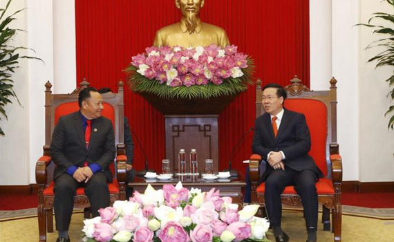 Đồng ch&iacute; V&otilde; Văn Thưởng tiếp đo&agrave;n Đại biểu Đo&agrave;n Thanh ni&ecirc;n Nh&acirc;n d&acirc;n C&aacute;ch mạng L&agrave;o