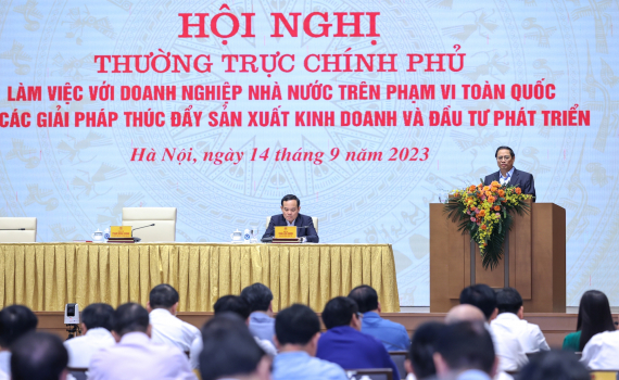 Thủ tướng chủ tr&igrave; hội nghị l&agrave;m việc với doanh nghiệp Nh&agrave; nước tr&ecirc;n phạm vi to&agrave;n quốc
