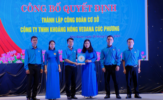 Th&agrave;nh lập C&ocirc;ng đo&agrave;n cơ sở C&ocirc;ng ty TNHH Kho&aacute;ng n&oacute;ng Vedana C&uacute;c Phương