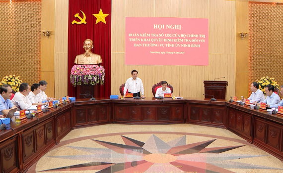 C&ocirc;ng bố quyết định kiểm tra việc thực hiện Nghị quyết Đại hội XIII của Đảng đối với Ban Thường vụ Tỉnh ủy Ninh B&igrave;nh