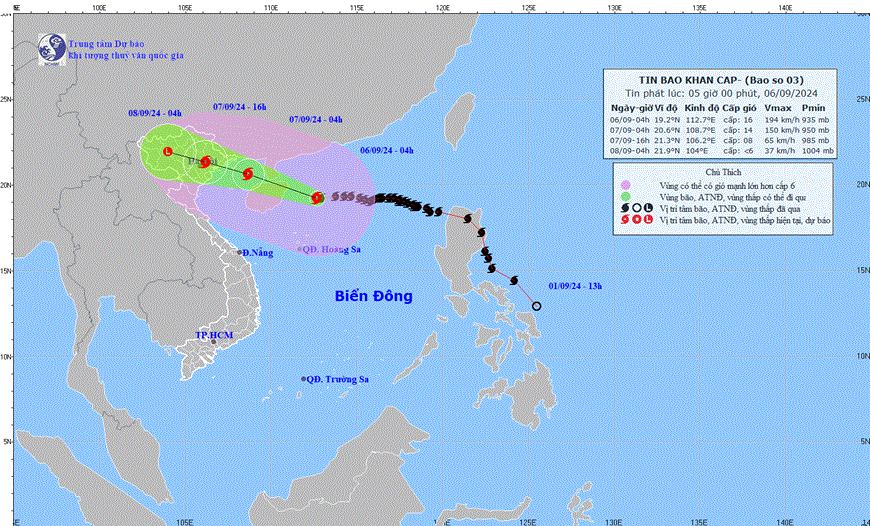 Thời tiết h&ocirc;m nay (6-9): Si&ecirc;u b&atilde;o số 3 c&aacute;ch Quảng Ninh khoảng 620km, gi&oacute; giật tr&ecirc;n cấp 17