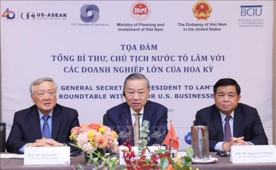 Tổng B&iacute; thư, Chủ tịch nước T&ocirc; L&acirc;m dự tọa đ&agrave;m với c&aacute;c doanh nghiệp h&agrave;ng đầu Hoa Kỳ