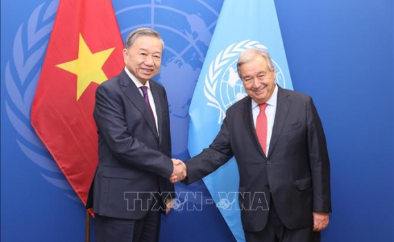 Tổng B&iacute; thư, Chủ tịch nước T&ocirc; L&acirc;m gặp gỡ Tổng Thư k&yacute; Li&ecirc;n hợp quốc Ant&oacute;nio Guterres