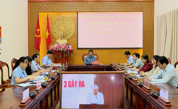 Hội nghị trực tuyến c&ocirc;ng t&aacute;c hỗ trợ đồng b&agrave;o bị thiệt hại do b&atilde;o số 3