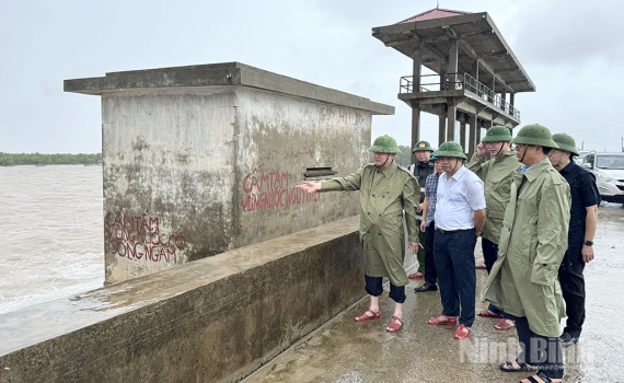Đồng ch&iacute; Ph&oacute; B&iacute; thư Tỉnh uỷ, Chủ tịch Uỷ ban MTTQ Việt Nam tỉnh Mai Văn Tuất kiểm tra, chỉ đạo khắc phục hậu quả b&atilde;o số 10